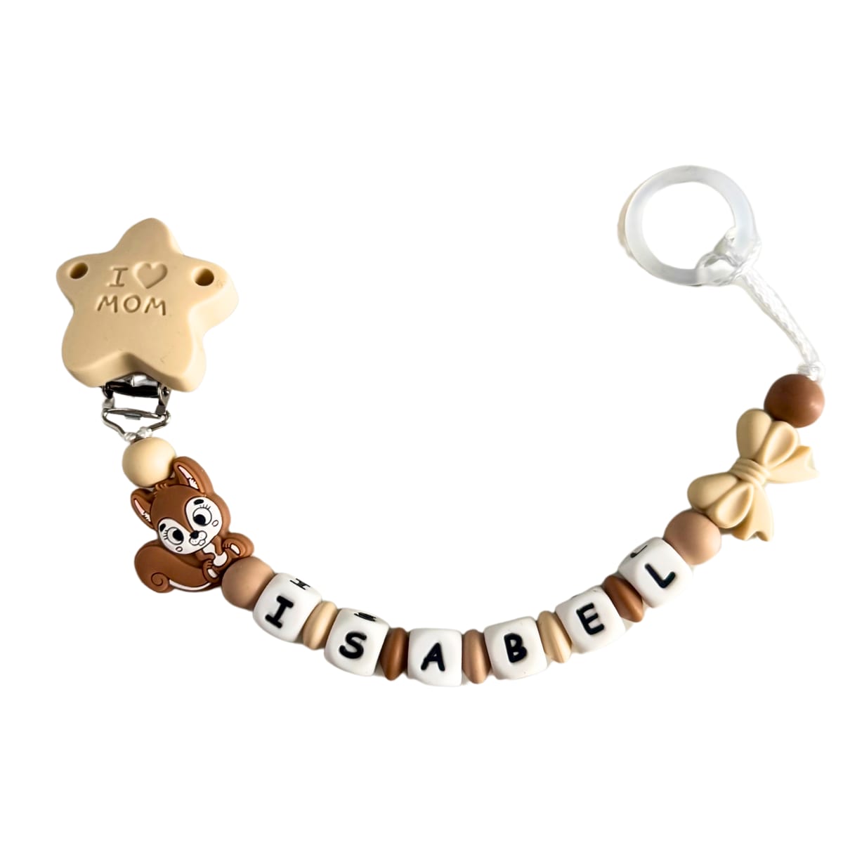 Catenella portaciuccio personalizzata — esempio reale (Isabel)