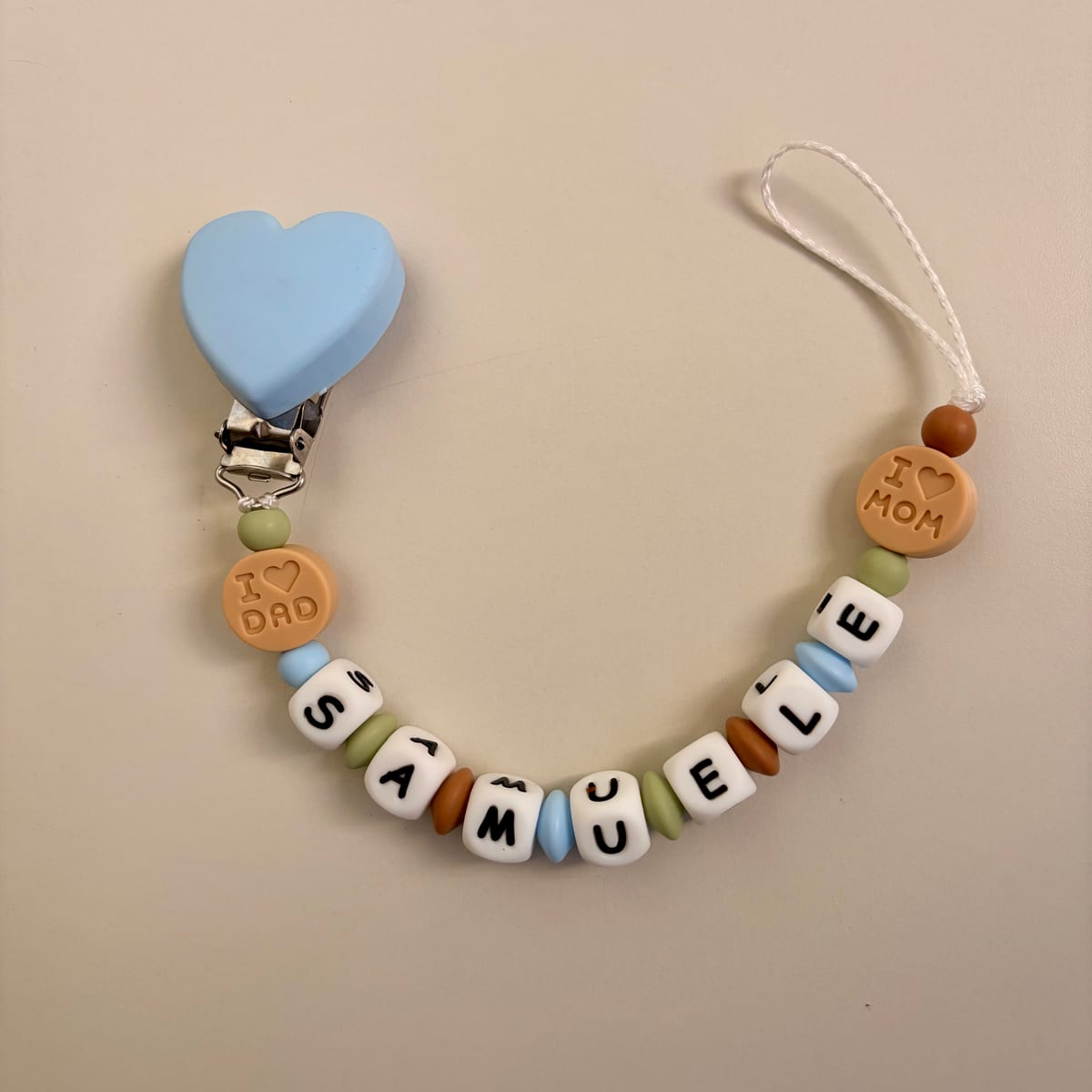 Catenella portaciuccio personalizzata — esempio reale (Samuele)
