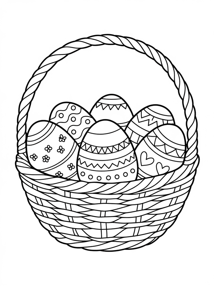 Cestino delle uova di Pasqua - disegno da colorare A4