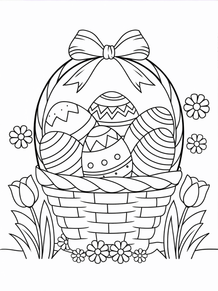 Cestino di uova di Pasqua da colorare, A4