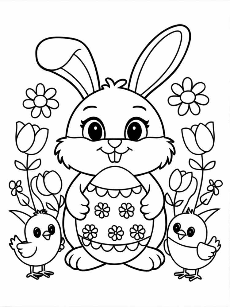 Coniglio di Pasqua da colorare, A4