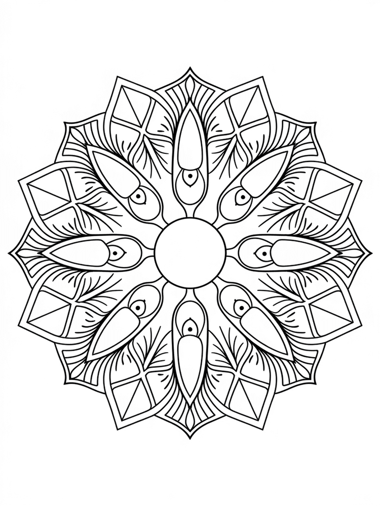 Mandala dei gufi - disegno da colorare A4