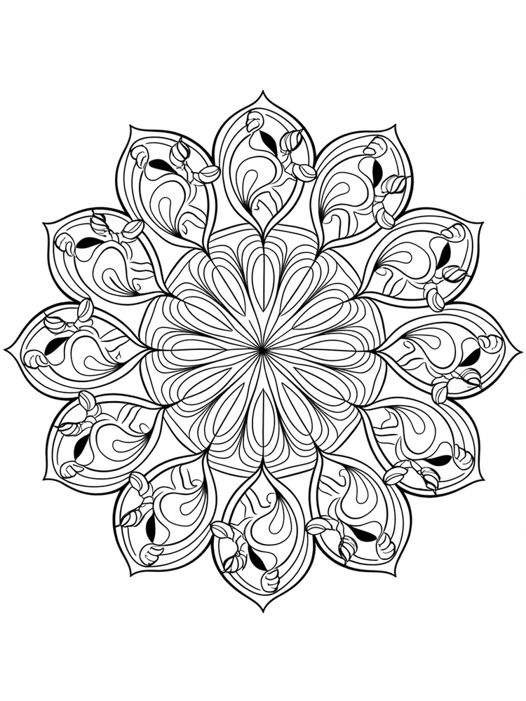 Mandala delle onde del mare - disegno da colorare A4