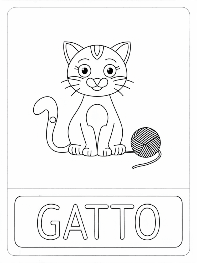 Carta nomenclatura GATTO, Montessori stampabile A4