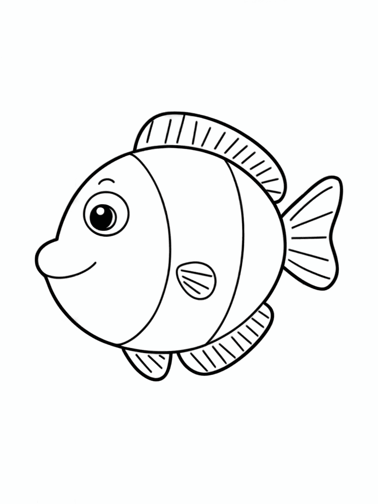Pesce da colorare, forma grande toddler A4 - disegno da colorare A4