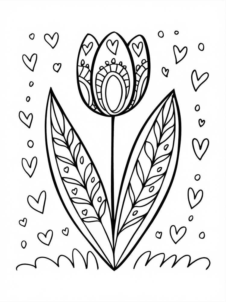 Tulipano di primavera - disegno da colorare A4