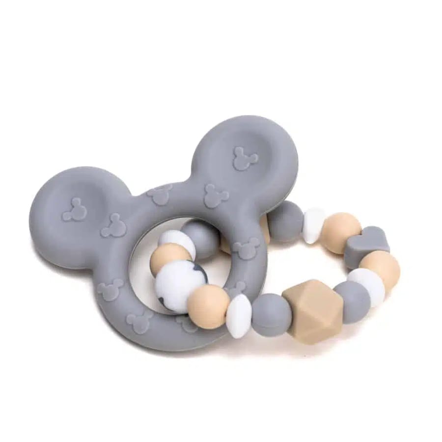 Gioco dentizione in silicone — Topo, grigio e beige