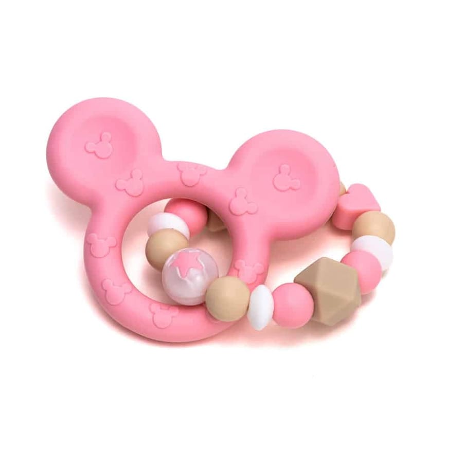 Gioco dentizione in silicone — Topo, rosa e beige