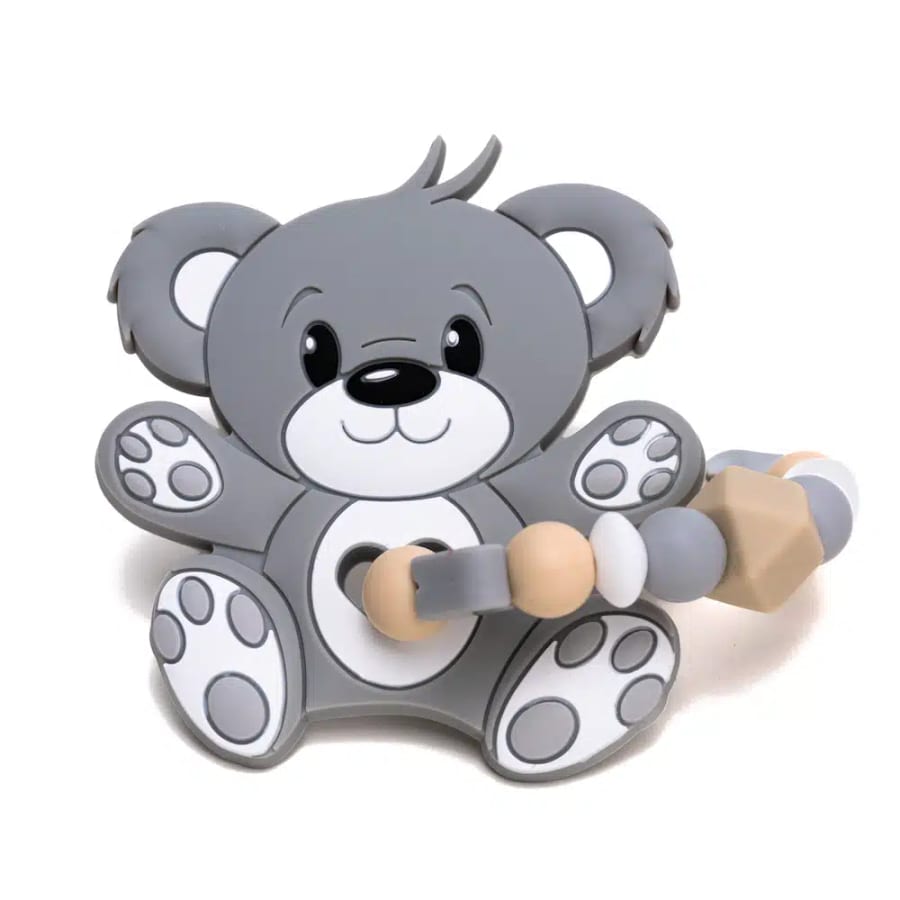 Gioco dentizione in silicone — Orso, grigio e beige