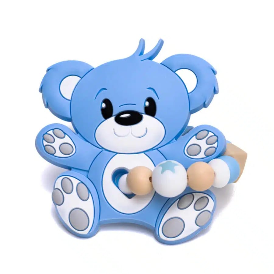 Gioco dentizione in silicone — Orso, azzurro e beige
