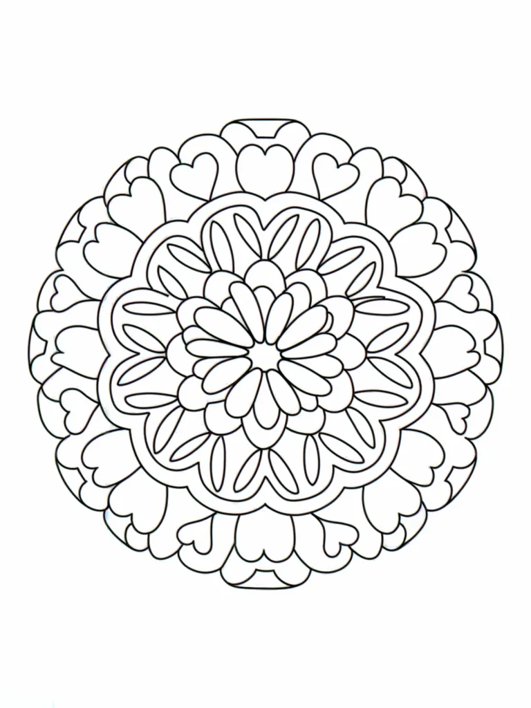 Mandala aerato facile da colorare per bambini, scheda stampabile A4 gratis
