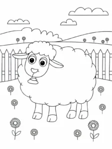Pecora da colorare, stampabile A4 per bambini